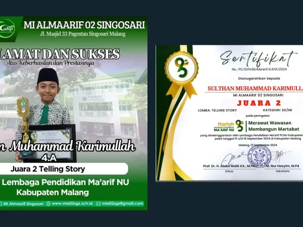 Piawai Bertutur Bahasa Inggris, Sulthan Muhammad Karimullah Raih Juara II Lomba Telling Story LP Ma’arif 2024