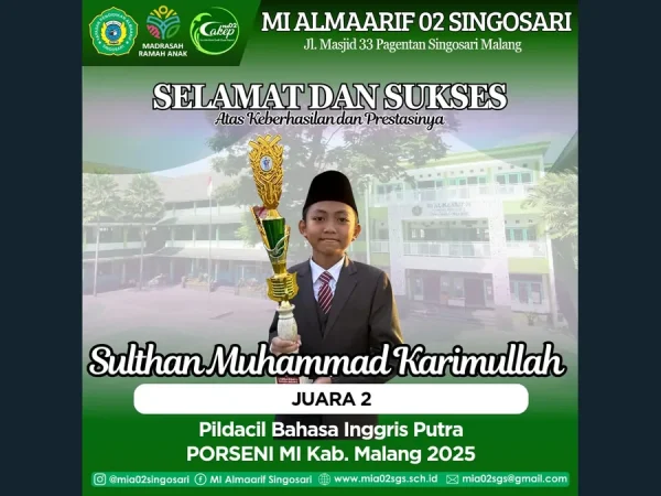Porseni Kemenag Kabupaten Malang 2025: Sulthan Muhammad Karimullah Sabet Juara II Pildacil Bahasa Inggris