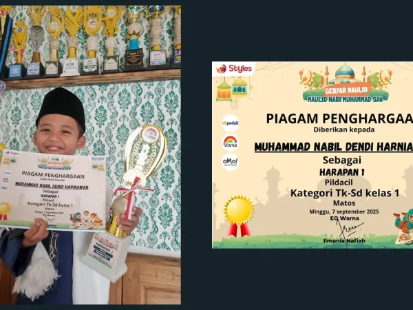 Tampil Percaya Diri di Panggung Matos, M. Nabil Dendi Harniawan Raih Juara Harapan 1 Da’i Cilik 2025
