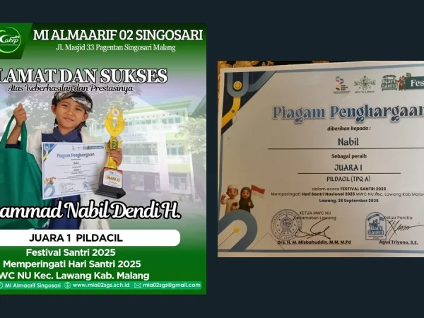 Peringati Hari Santri 2025, M. Nabil Dendi Raih Juara 1 Pildacil Festival Santri MWC NU Lawang