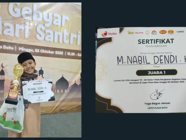 Kembali Naik Podium Tertinggi, M. Nabil Dendi Raih Juara 1 Da’i Cilik Lippo Plaza Batu 2025