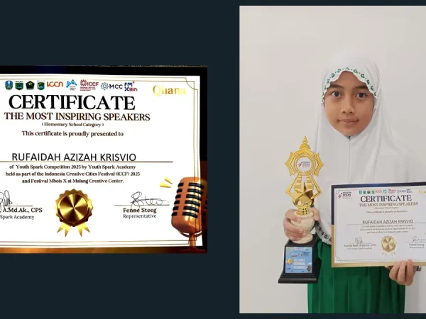 Raih The Most Inspiring Speakers, Rufaidah Azizah Krisvio Sabet Juara 1 Speech Competition di Malang Creative Center
