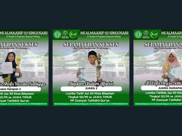 Tiga Murid MIA 02 Raih Prestasi Gemilang Tingkat Jawa Timur di Festival Qur’ani PP Zawiyah Tahfidzil Qur’an