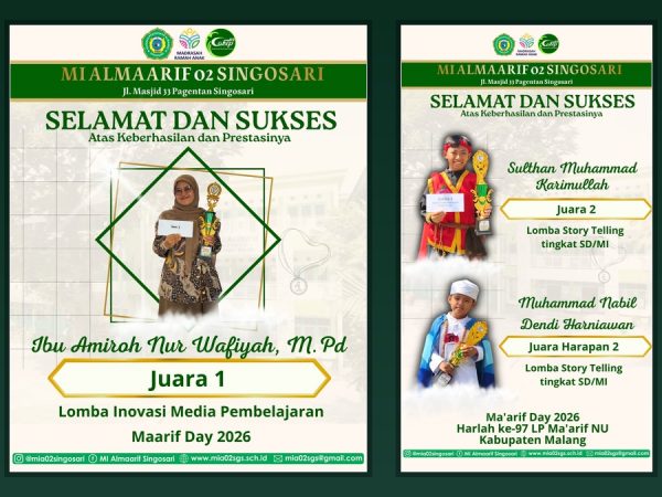 Gemilang Ma’arif Day 2026: Pendidik dan Siswa MI Almaarif 02 Singosari Raih Juara Inovasi Pembelajaran dan Story Telling