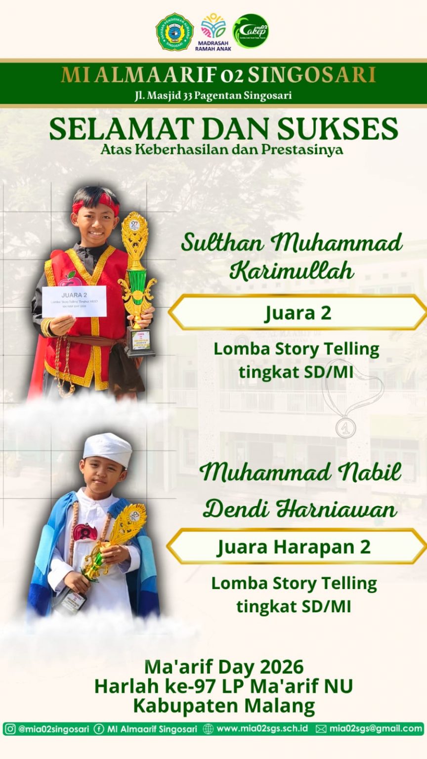 Sulthan Muhammad Karimullah dan Muhammad Nabil Dendi Harniawan - Juara Story Telling Maarif Day 2026