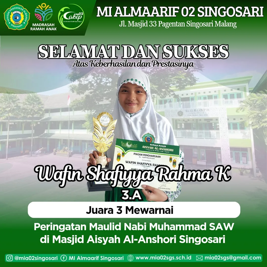 Dokumentasi Prestasi Wafin Shafiyya Rahma Kurniawan Mewarnai Kaligrafi
