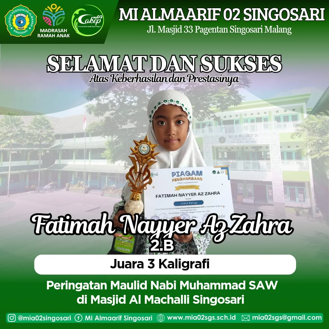Dokumentasi Prestasi Fatimah Nayyer Azzahra Mewarna Kaligrafi