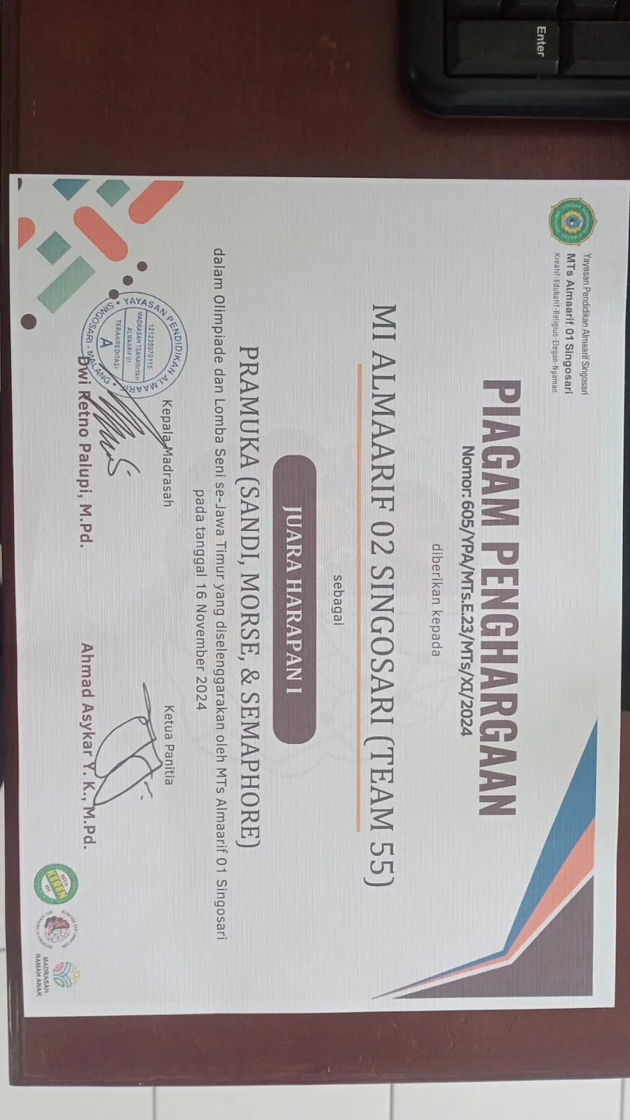Dokumentasi Prestasi Alisha Alya Inara Sandi, Morse, Semaphore