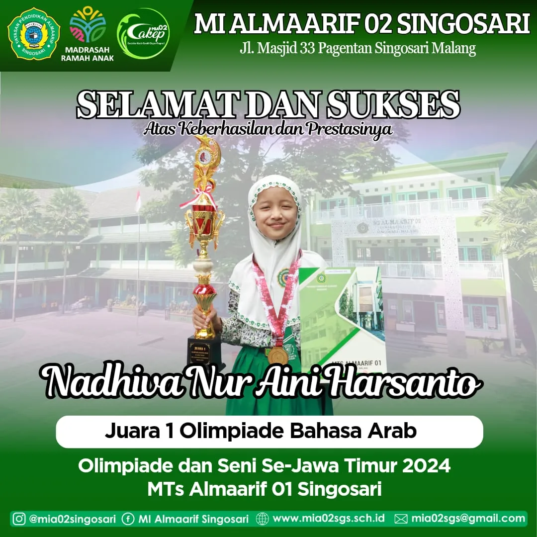Dokumentasi Prestasi Nadhiva Nur Aini Harsanto Olimpiade Bahasa Arab