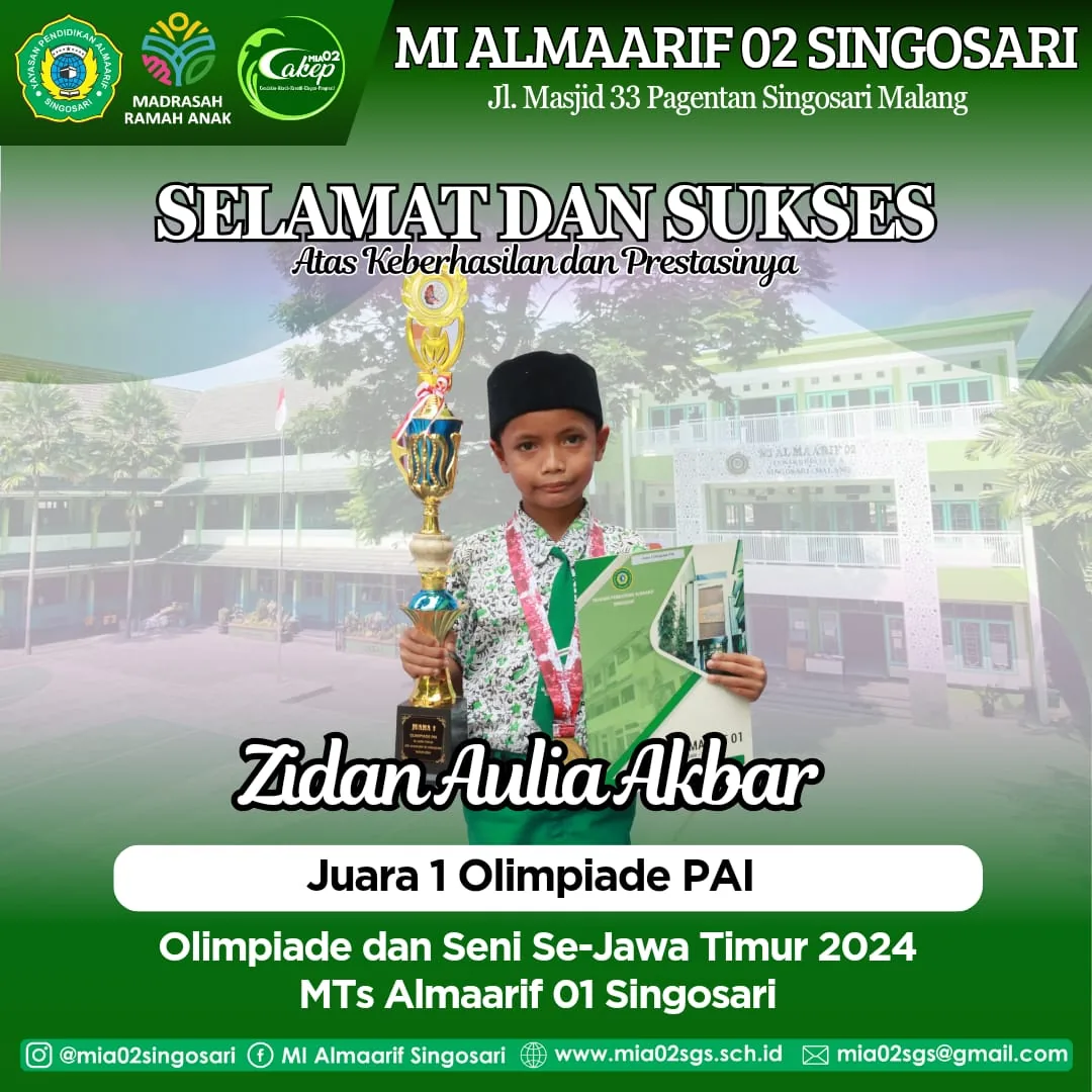 Dokumentasi Prestasi Zidan Aulia Akbar Olimpiade Pai