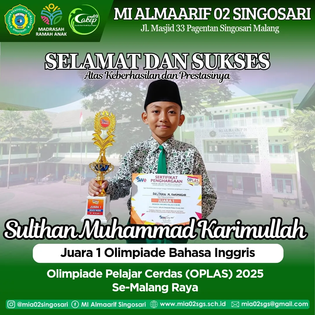 Dokumentasi Prestasi Sulthan Muhammad Karimullah Olimpiade Bahasa Inggris