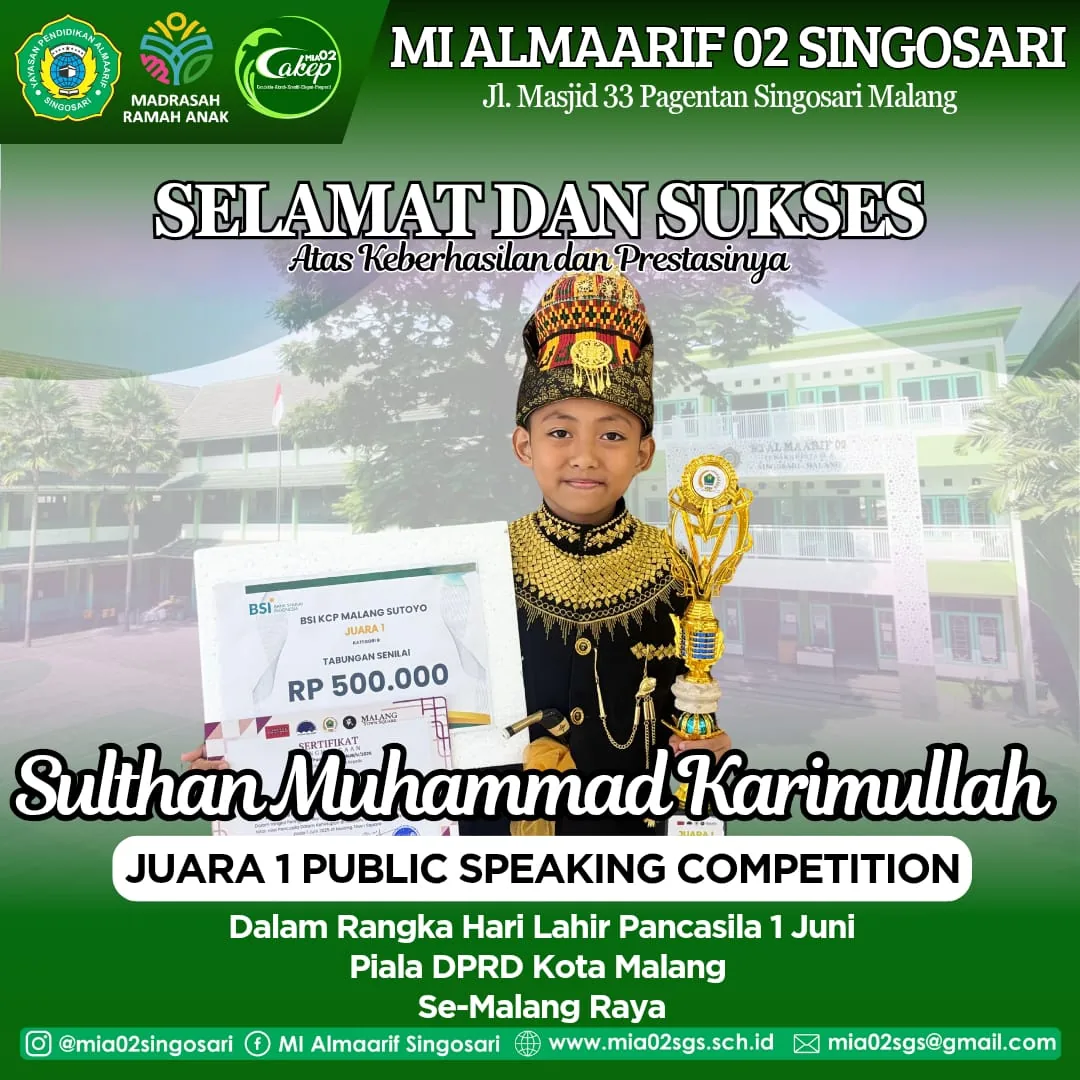 Dokumentasi Prestasi Sulthan Muhammad Karimullah Public Speaking Competition