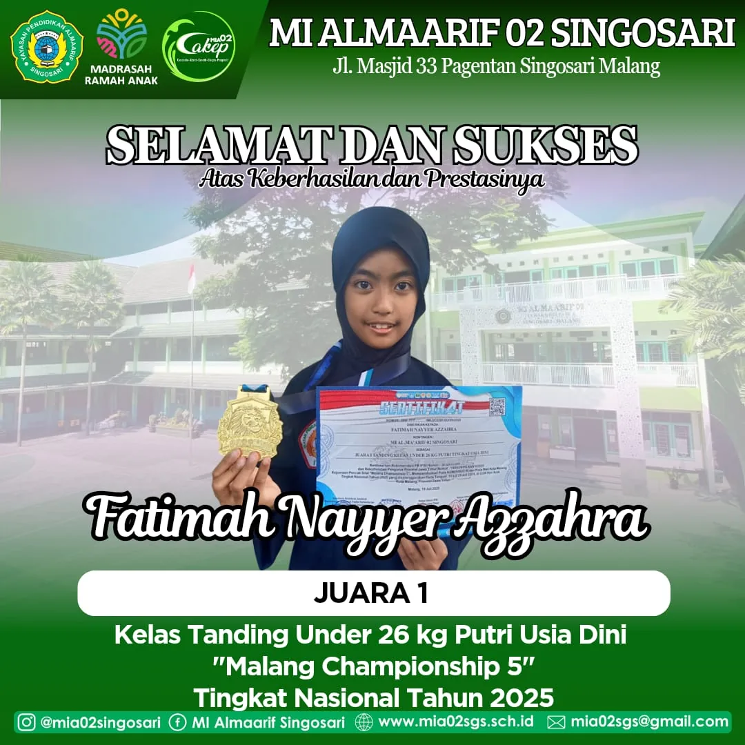Fatimah Nayyer Azzahra Juara 1 Silat Nasional Malang Championship 5