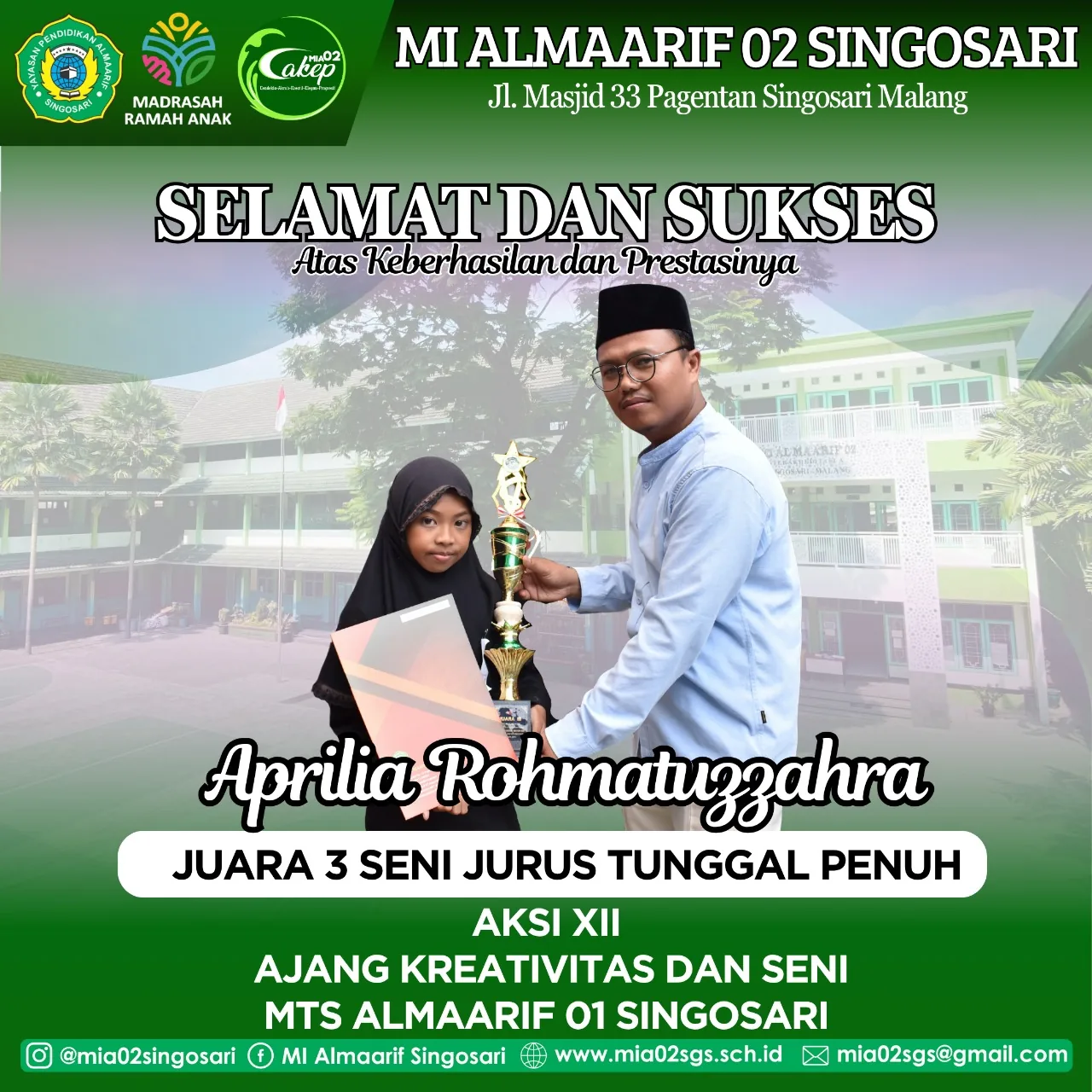 Dokumentasi Prestasi AKSI XIII MTs Almaarif 01 Singosari Aprilia Rohmatuzzahra