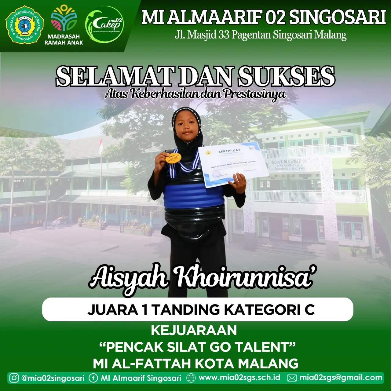 Prestasi Pencak Silat Go Talent MI Al Fattah Aisyah Khoirunnisa'