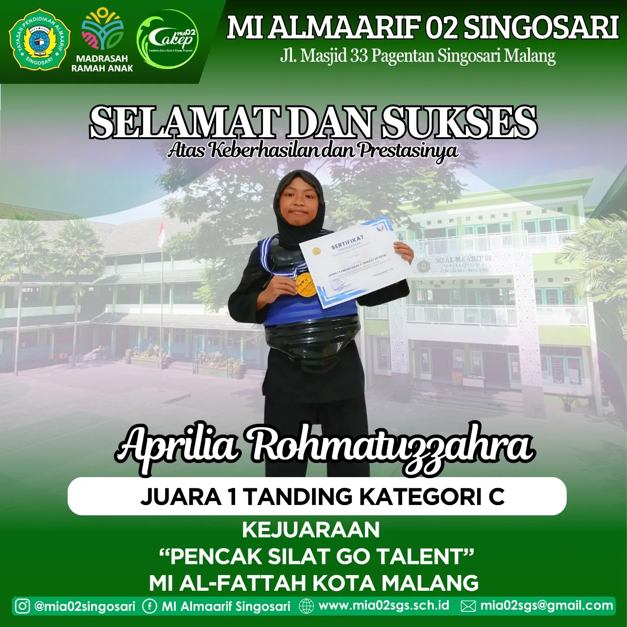 Prestasi Pencak Silat Go Talent MI Al Fattah Aprilia Rohmatuzzahra