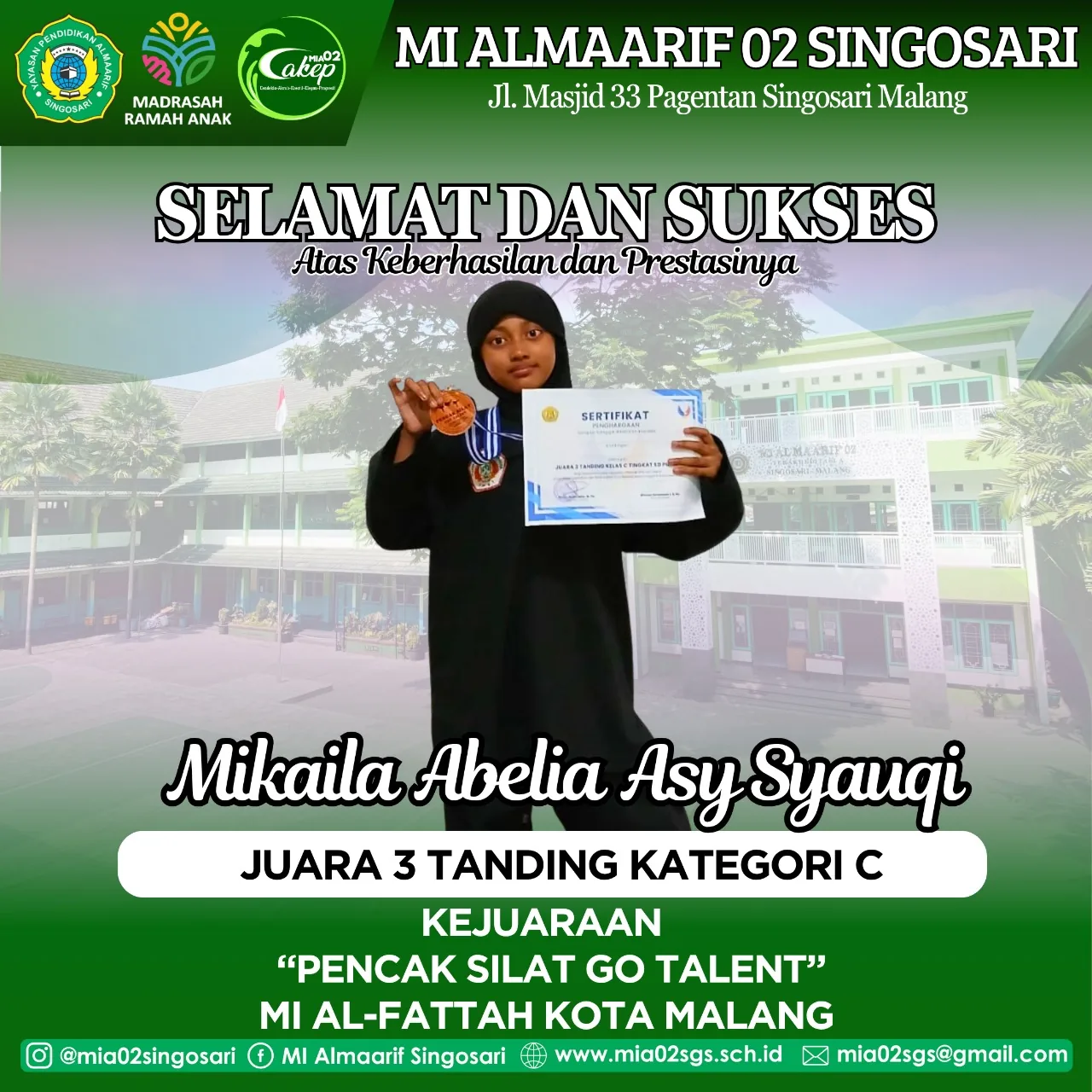 Prestasi Pencak Silat Go Talent MI Al Fattah Mikaila Abelia Asy Syauqi