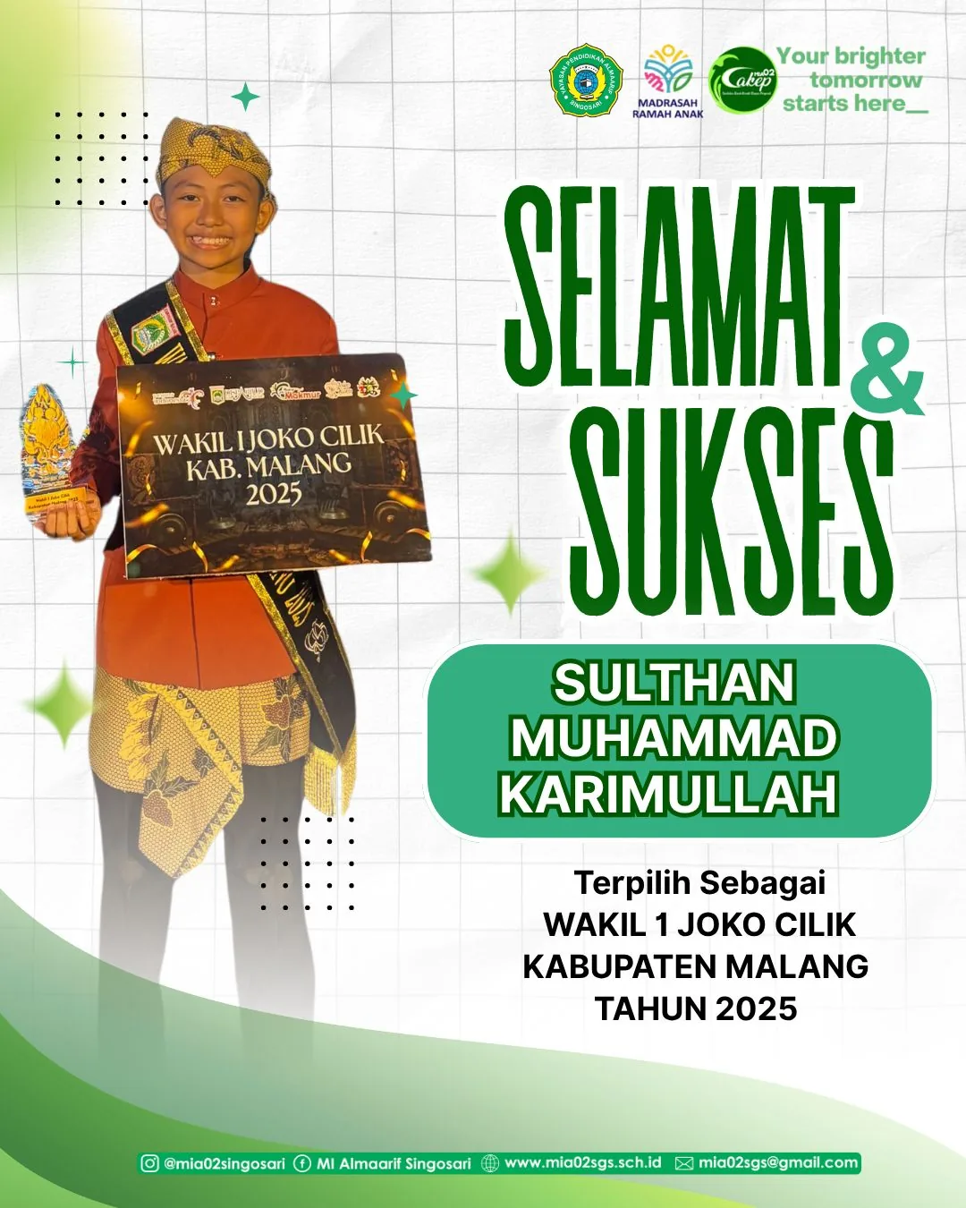 Sulthan Muhammad Karimullah Wakil 1 Joko Cilik Kabupaten Malang 2025