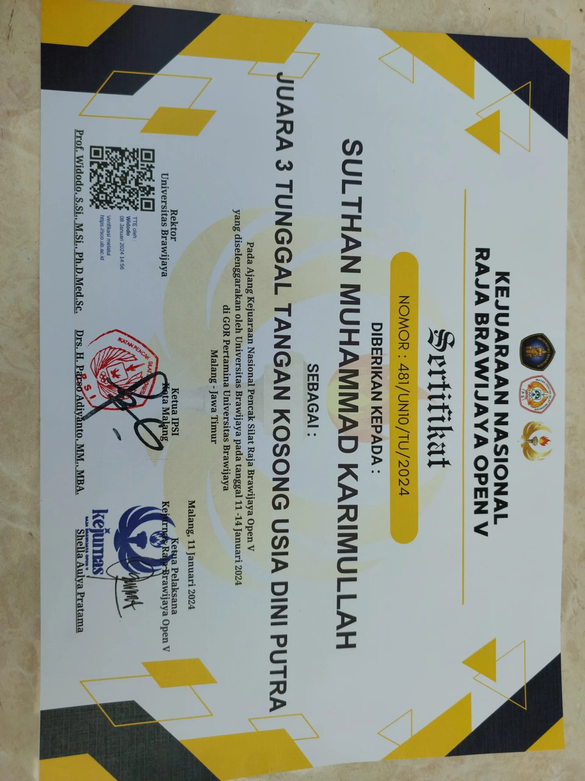 Dokumentasi Prestasi Sulthan Muhammad Karimullah Silat